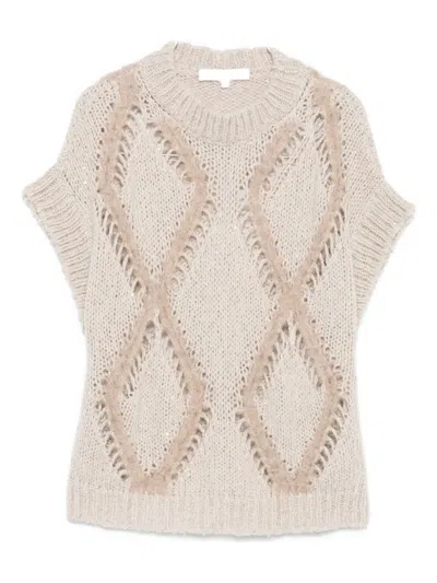 ANTONELLI CHUNKY KNIT BEIGE SWEATER