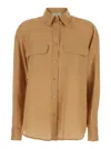 Antonelli Clio Beige Shirt With Classic Collar In Linen Woman