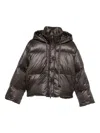 Antonelli Cropped Brown Puffer Jacket With High Collar In Brown