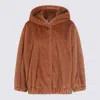 Antonelli Long-sleeved Hooded Fur Coat In Brown