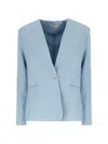 Antonelli Collarless Single-button Jacket In Blue