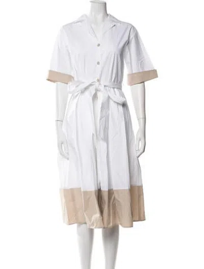 Pre-owned Antonelli Colorblock Pattern Midi Length Dress In Neutrals/white