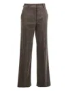 Antonelli Brown Trousers With Belt Loops In Velvet Woman In Green