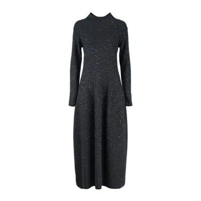Antonelli Cornelio Dress In Virgin Wool Cashmere Blend With Sequins In Black