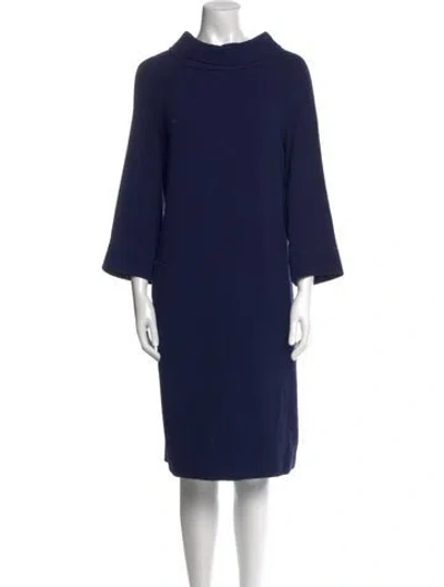 Pre-owned Antonelli Cowl Neck Knee-length Dress In Blue