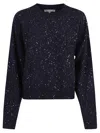 Antonelli Cropped Knit Sweater With Subtle Sequin Detailing In Blue