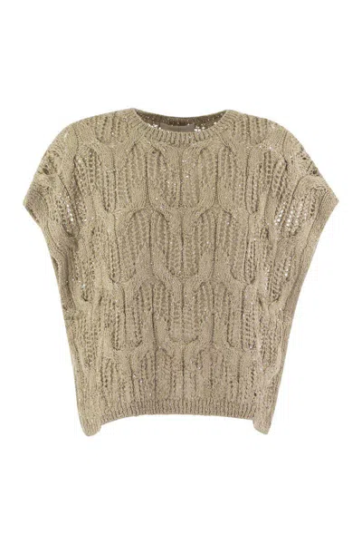 Antonelli Crew-neck Linen And Cotton Top In Rope