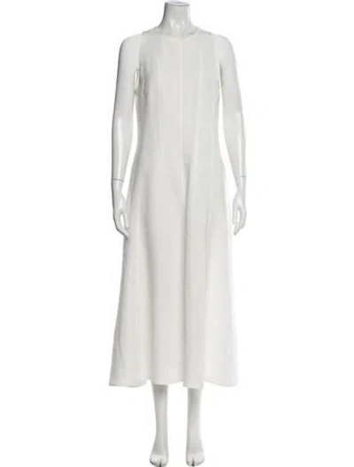Pre-owned Antonelli Crew Neck Long Dress In White