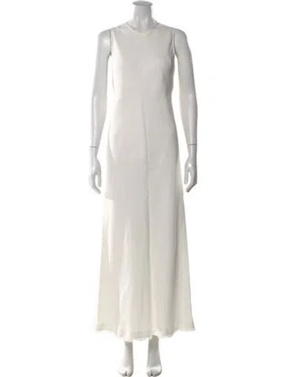Pre-owned Antonelli Crew Neck Long Dress In White