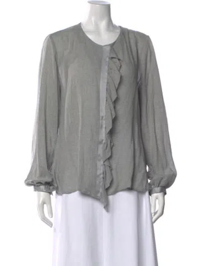 Pre-owned Antonelli Crew Neck Long Sleeve Blouse In Grey