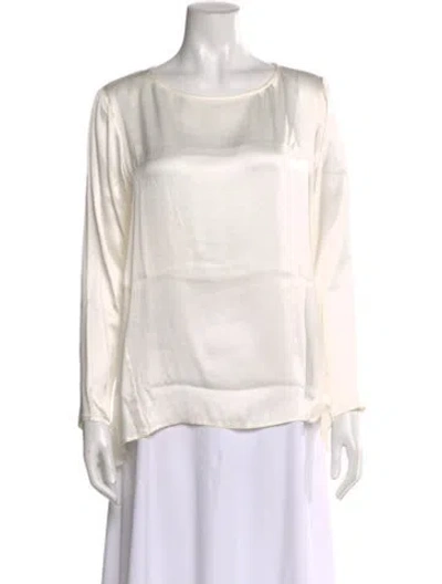 Pre-owned Antonelli Crew Neck Long Sleeve Blouse In White