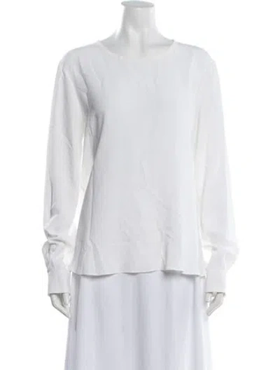 Pre-owned Antonelli Crew Neck Long Sleeve Blouse In White