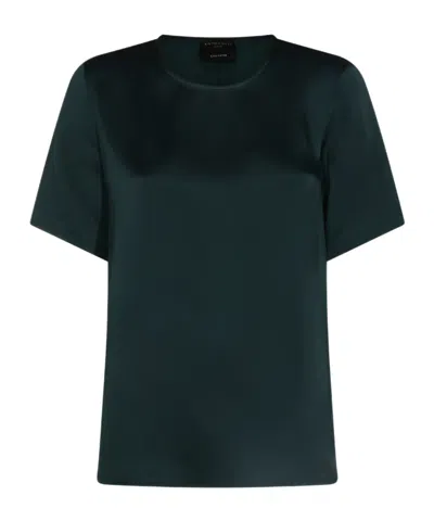 Antonelli Crew Neck Satin Short-sleeved T-shirt In Green