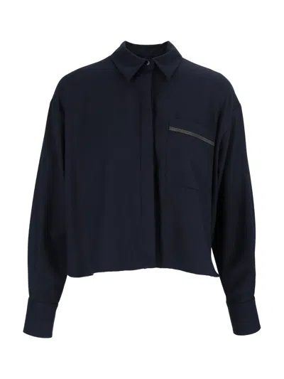 Antonelli Cropped Boxy Shirt In Blue