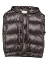 Antonelli Cropped Puffer Jacket With Quilted Design And Adjustable Hood In Black