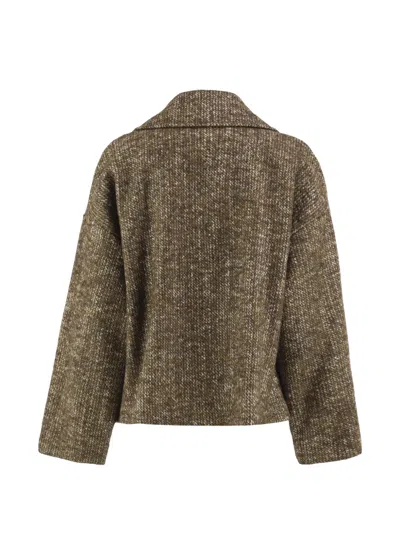 Antonelli Cropped Tweed Jacket In Green