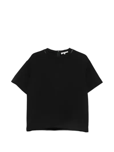 Antonelli Crystal-embellished Short-sleeve Blouse In Black