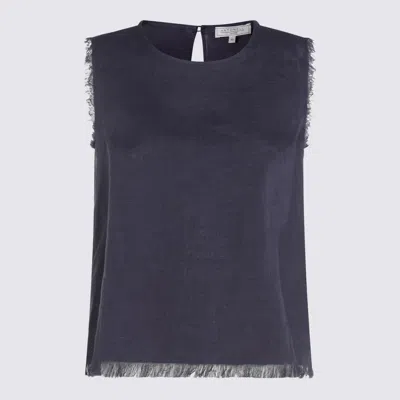 ANTONELLI ANTONELLI DARK BLUE LINEN TOP