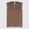 ANTONELLI ANTONELLI DARK BROWN LINEN TOP