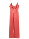 Antonelli Deep V-neck Evening Dress With Spaghetti Straps In Red