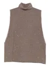 Antonelli Turtleneck Sequin-embellished Top In Gray