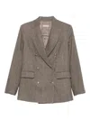 Antonelli Double-breasted Blazer In Brown