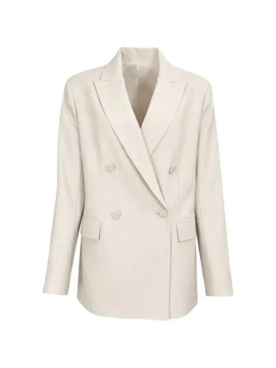 Antonelli Double-breasted Suit Jacket In White