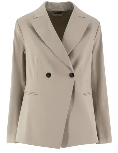 Antonelli Double-breasted D.beige Jacket With Elegant Lapels In Neutral