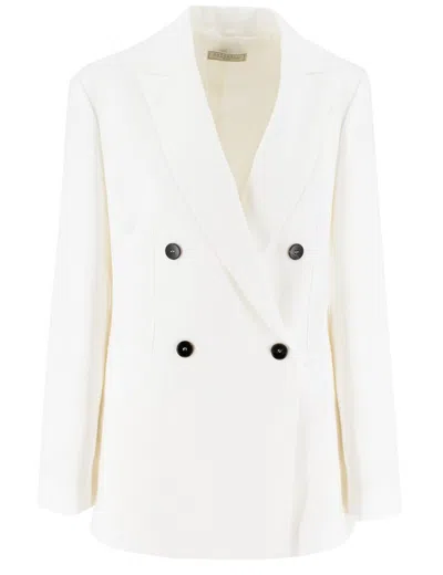 Antonelli Double Breasted Jacket With Contrasting Buttons In White