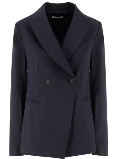 Antonelli Double-breasted Navy Jacket With Notched Lapel