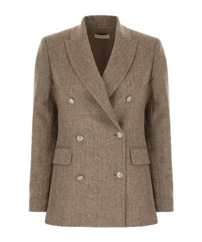 Antonelli Double-breasted Suit Jacket In Brown