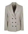Antonelli Tailored Double-breasted Wool Blend Jacket With Notched Lapel In Gray