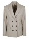 Antonelli Tailored Double-breasted Wool Blend Jacket With Notched Lapel In Gray
