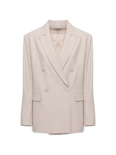 Antonelli Double-breasted Wool Jacket In Neutral