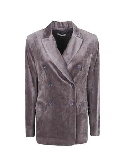 Antonelli Double-breasted Corduroy Blazer In Gray