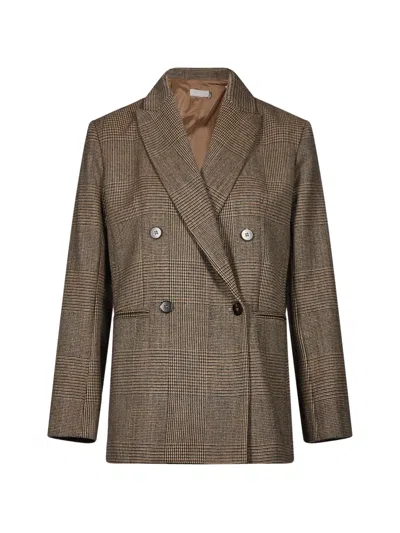 Antonelli Double-breasted Prince Of Wales Check Blazer In Black