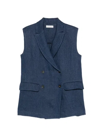 Antonelli Double-breasted Sleeveless Blazer In Blue