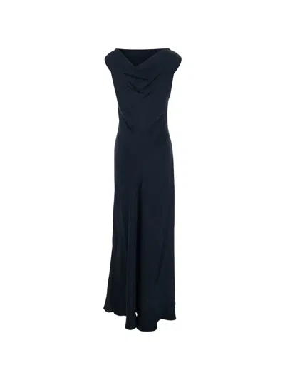 Antonelli Draped-neck Maxi Dress In Blue