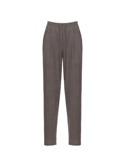 Antonelli Drawstring Check Trousers In Brown