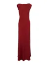 Antonelli Floor-length Red Dress With Off-shoulder Neckline In Red