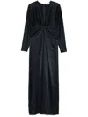 Antonelli Blue 'lucerna' Long Dress Long-sleeves In Blue
