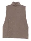 Antonelli Turtleneck Sequin-embellished Top In Brown