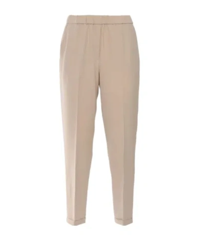 Antonelli Elastic Waist Casual Pants In Brown