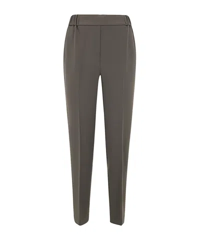 Antonelli Elastic Waist Tapered Pants In Brown