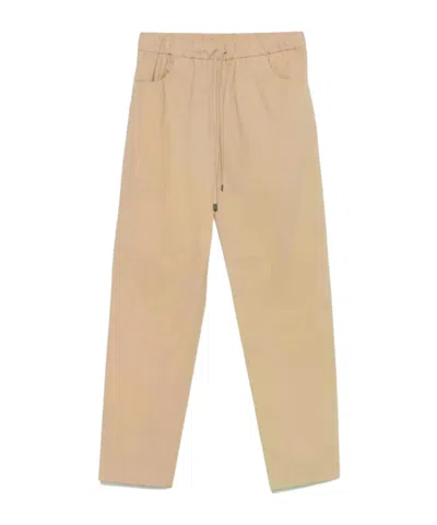 Antonelli Elastic Waistband Casual Pants In Brown