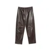 Antonelli Elasticated Leather Trousers In Brown