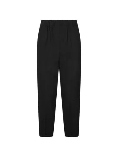 Antonelli Elasticated-waistband Turned-up-hem Trousers In Black