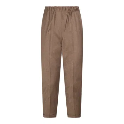 Antonelli Elasticated-waistband Turned-up-hem Trousers In Brown