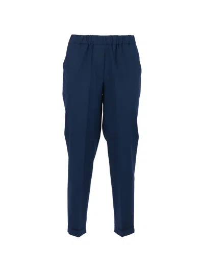 Antonelli Elasticated-waistband Turn-up Trousers In Blue