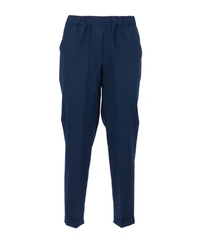 Antonelli Elastic-waist Casual Trousers In Blue